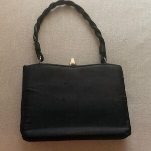 Vintage Peck & Peck Black Satin Clutch Purse